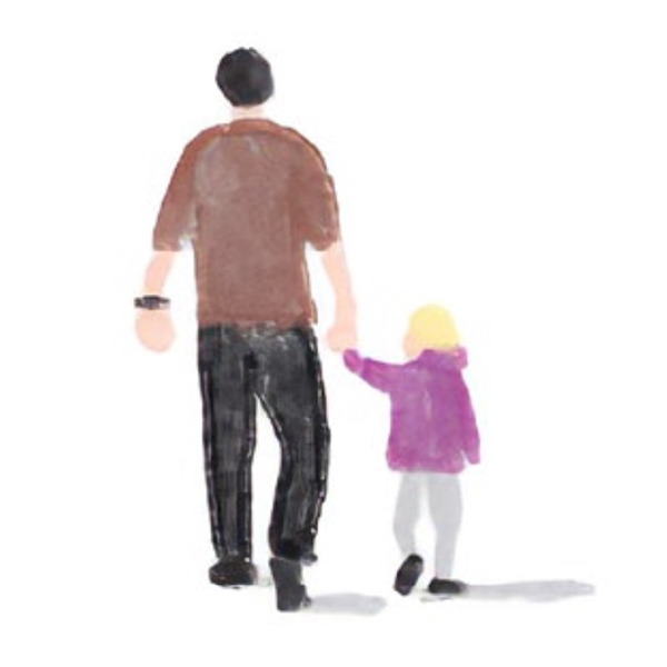 illustration of father walking with his child